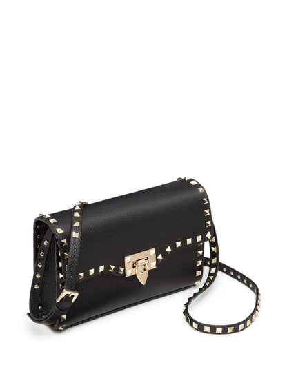 Valentino Garavani Rockstud Small Black Leather Shoulder Bag Black