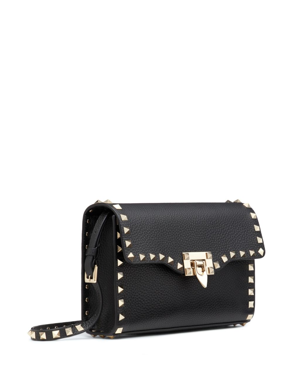 Valentino Garavani Rockstud Small Black Leather Shoulder Bag Black