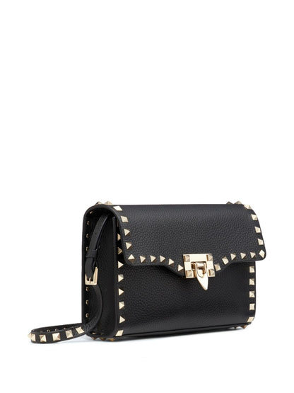 Valentino Garavani Rockstud Small Black Leather Shoulder Bag Black