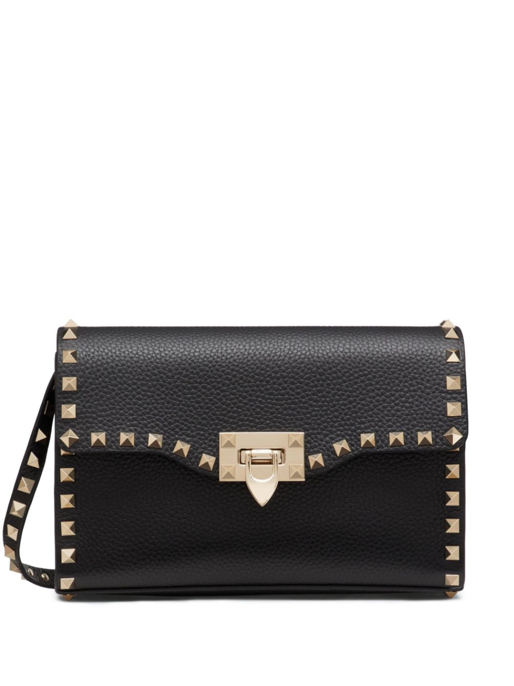 Valentino Garavani Rockstud Small Black Leather Shoulder Bag Black