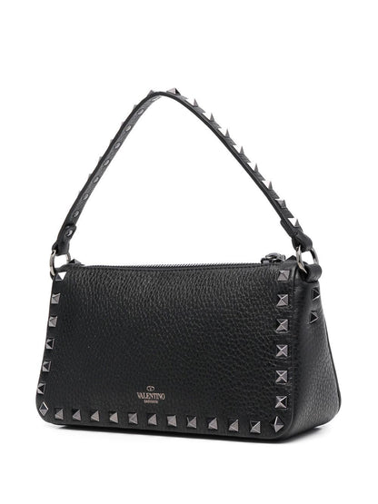 Valentino Garavani Rockstud Small Black Leather Shoulder Bag Black