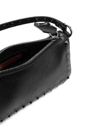 Valentino Garavani Rockstud Small Black Leather Shoulder Bag Black