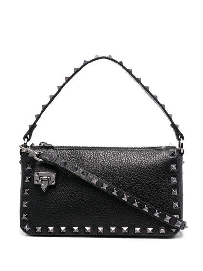 Valentino Garavani Rockstud Small Black Leather Shoulder Bag Black