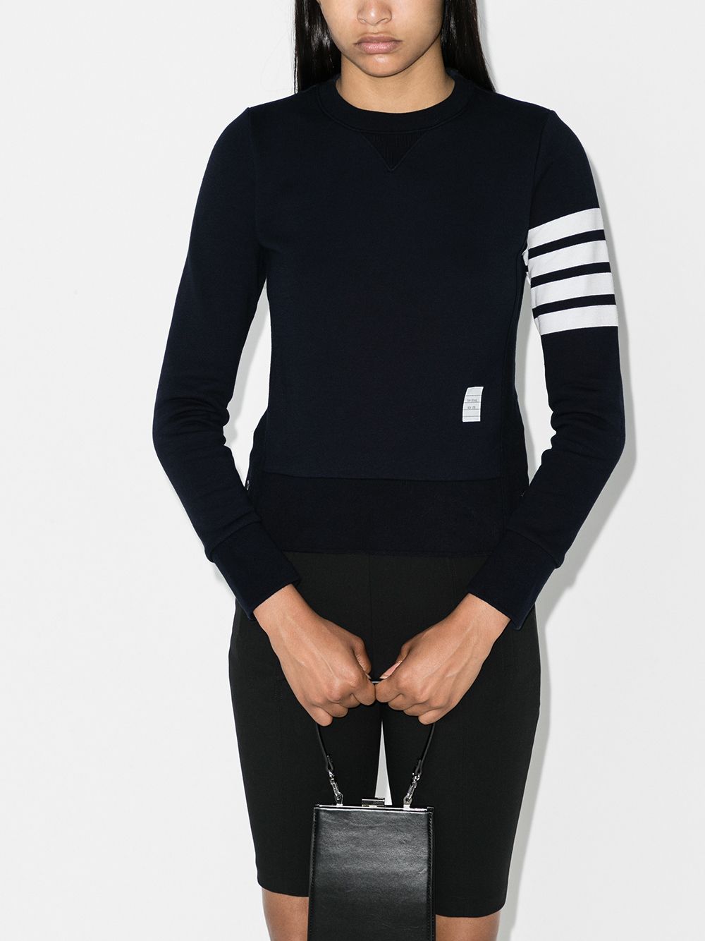 Thom Browne Signature Prussian Blue Four-Bar Stripe Cotton Sweatshirt Blue