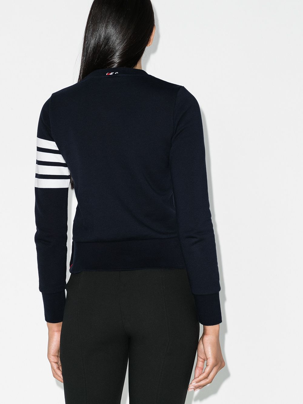 Thom Browne Signature Prussian Blue Four-Bar Stripe Cotton Sweatshirt Blue