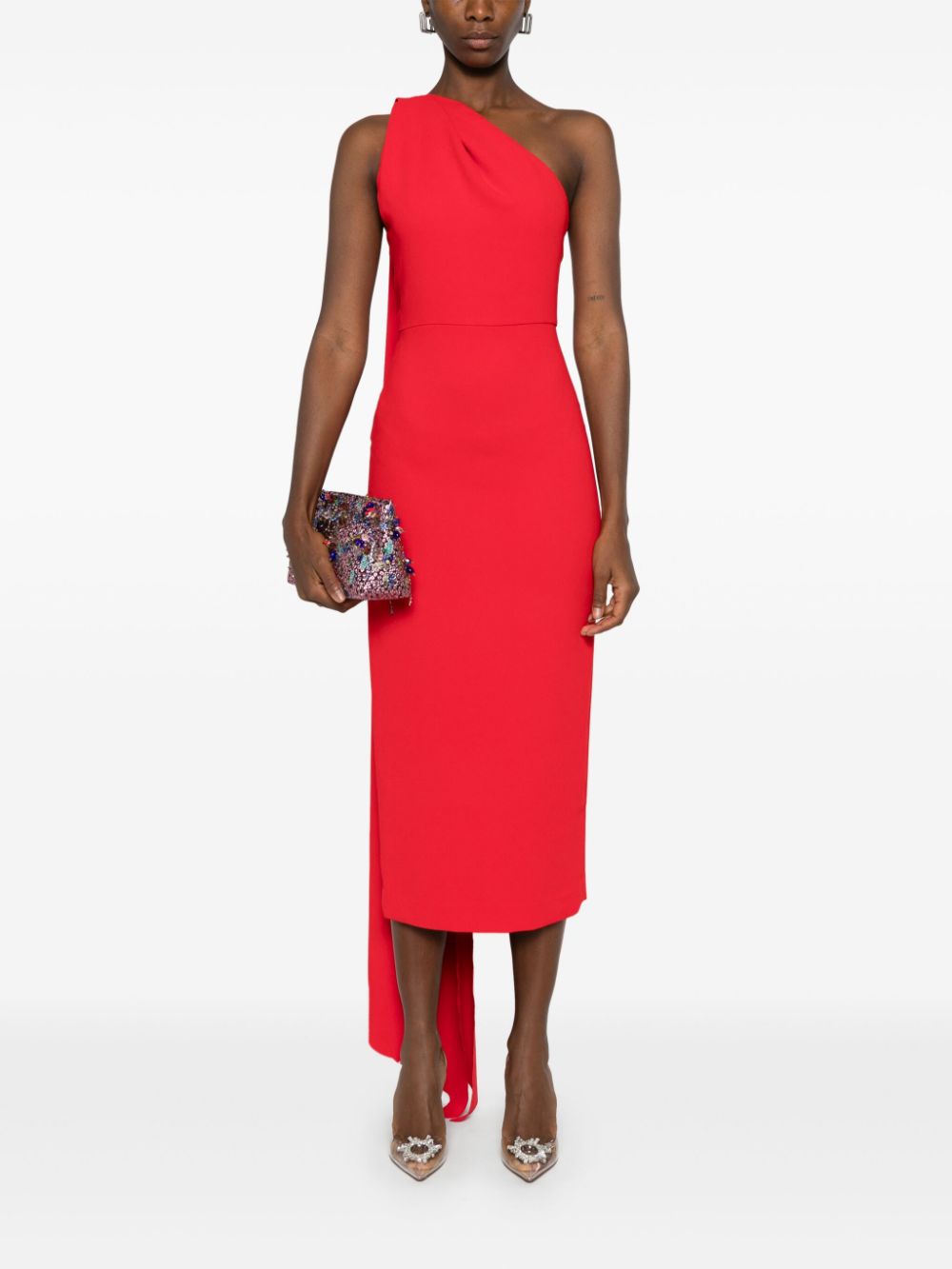 Solace London Samira Midi Dress Red