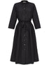 Tory Burch Belted Cotton Shirt Dress with Stand-Up Collar Black