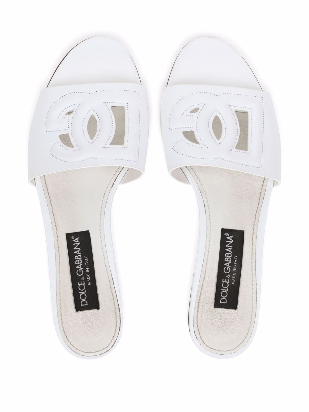 Dolce &amp; Gabbana DG Logo Leather slides White