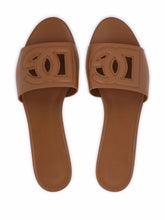 Dolce & Gabbana DG Logo leather slides Brown