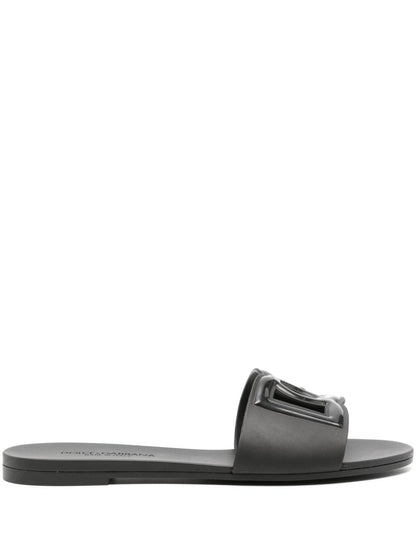 Dolce &amp; Gabbana Rubber beachwear sliders Black