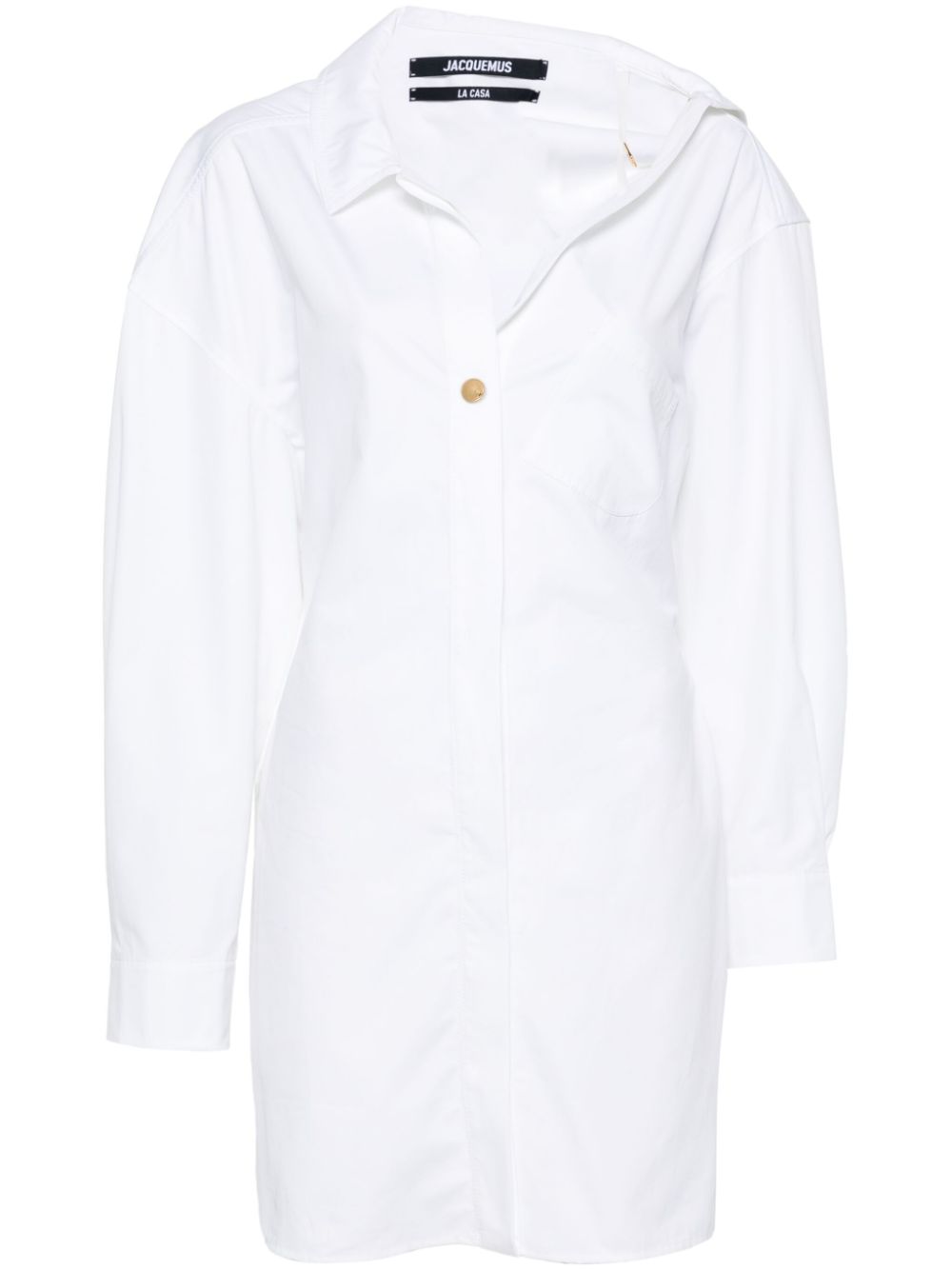 JACQUEMUS Asymmetric Neck Shirt Dress White