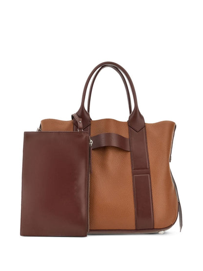 HOGAN PRE Brown Leather Medium Script Shopping Bag