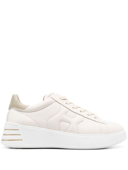 HOGAN PRE glitter-detail leather Sneakers Cream