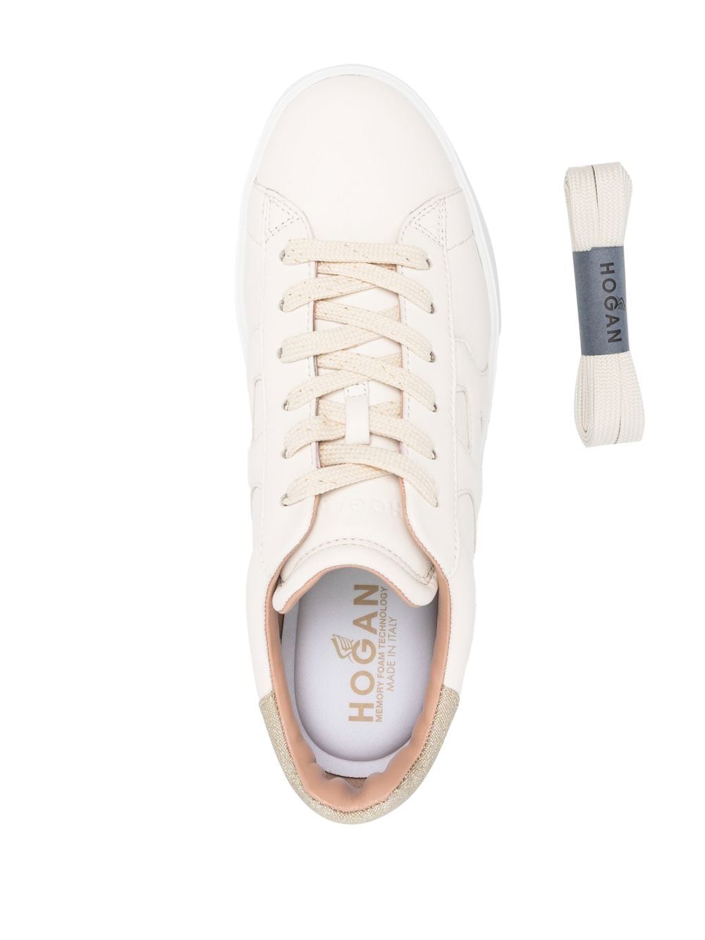 HOGAN PRE glitter-detail leather Sneakers Cream