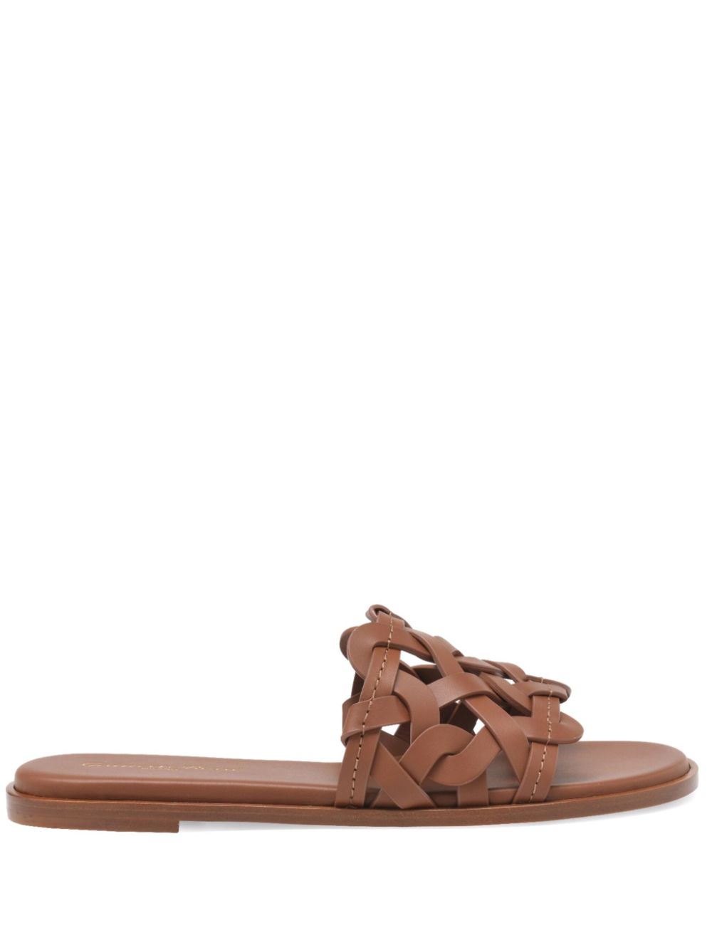 Gianvito Rossi Leather Sandals with Stacked Heel in Brown Leather Brown