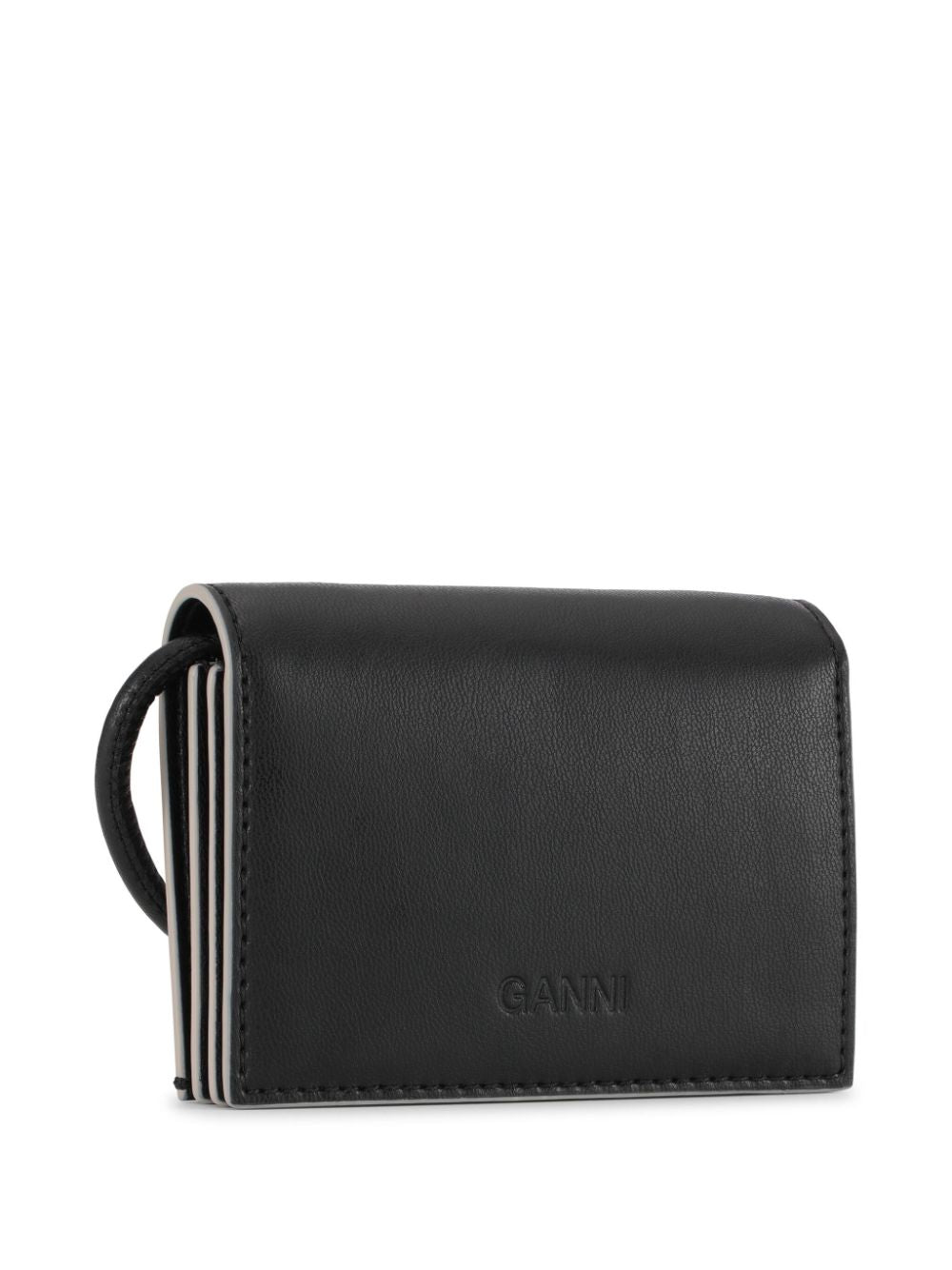 Ganni Bou Logo-Plaque Recycled Leather Wallet Black