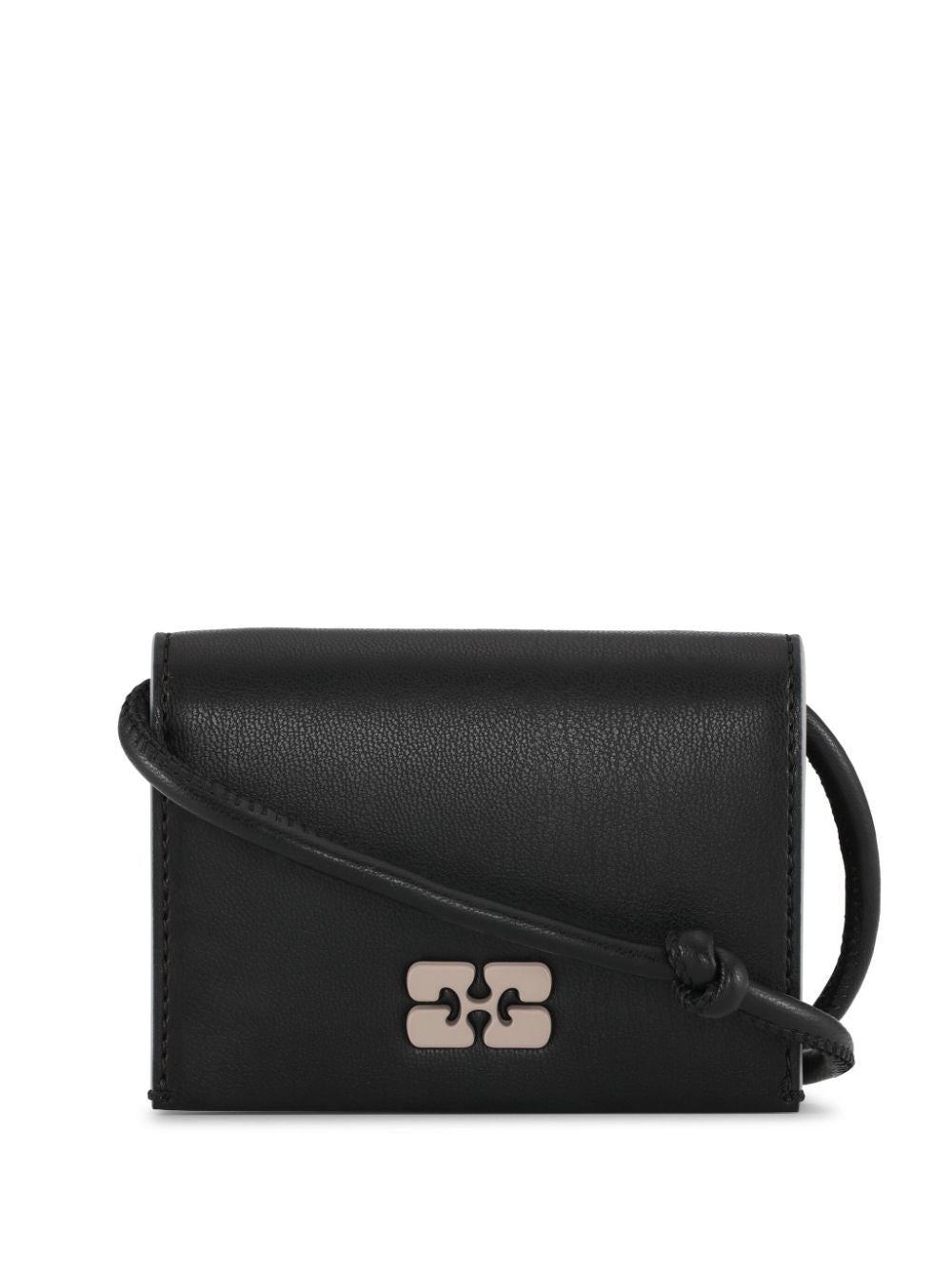 Ganni Bou Logo-Plaque Recycled Leather Wallet Black