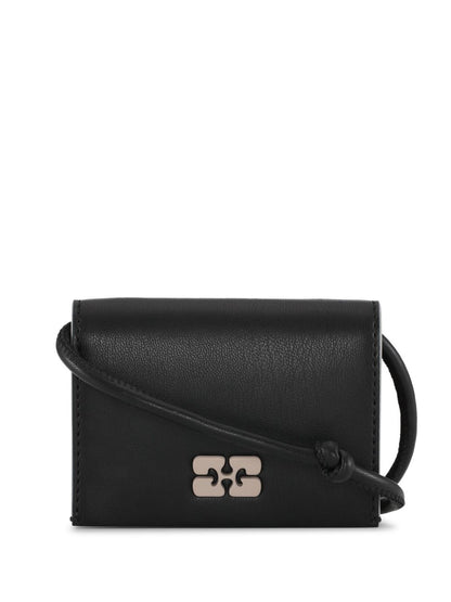 Ganni Bou Logo-Plaque Recycled Leather Wallet Black