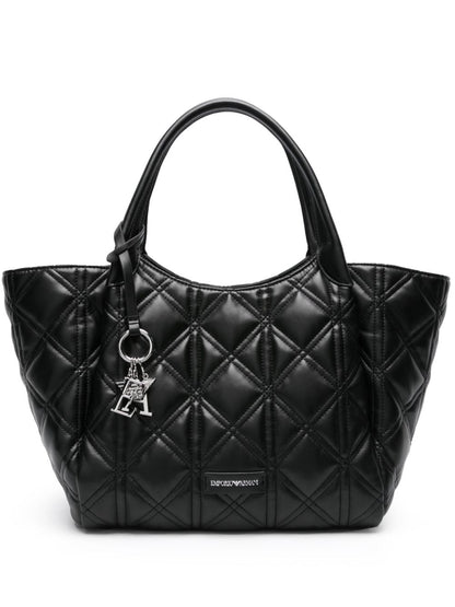 Emporio Armani Faux Leather Quilted Tote Bag Black