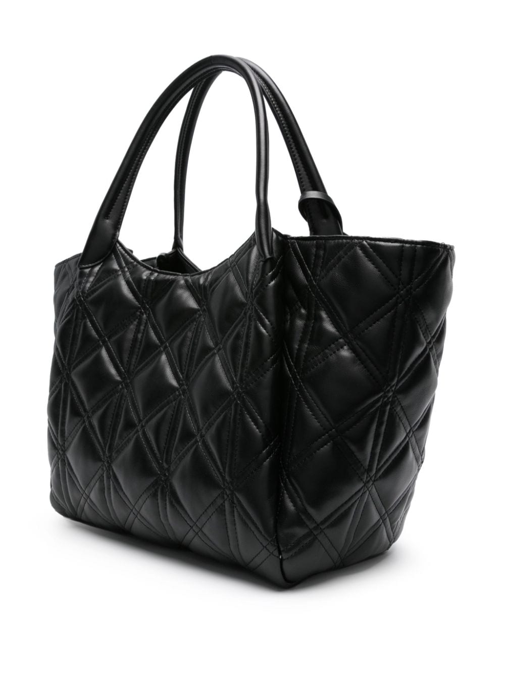 Emporio Armani Faux Leather Quilted Tote Bag Black