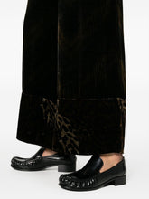 Pierre Louis Mascia Velvet Leopard-Print Wide-Leg Trousers Brown