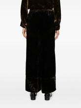 Pierre Louis Mascia Velvet Leopard-Print Wide-Leg Trousers Brown