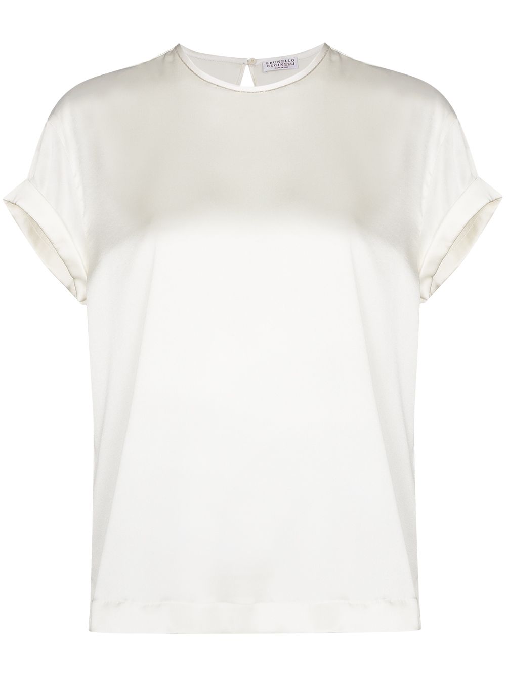 Brunello Cucinelli Silk Crew Neck Top White