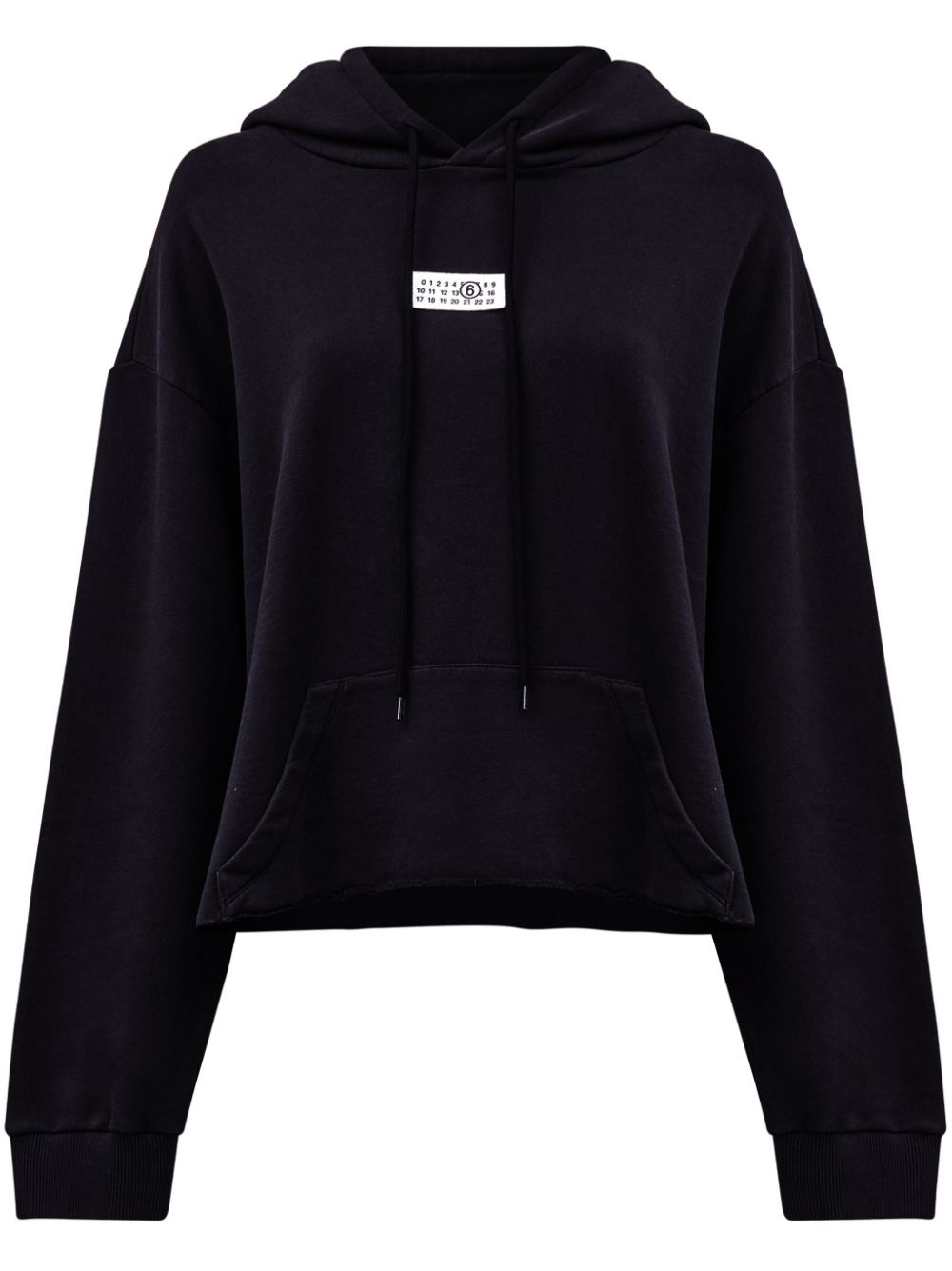 MM6 Maison Margiela Cotton Drawstring Hoodie with Raw-Cut Hem in Black Black