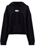 MM6 Maison Margiela Cotton Drawstring Hoodie with Raw-Cut Hem in Black Black