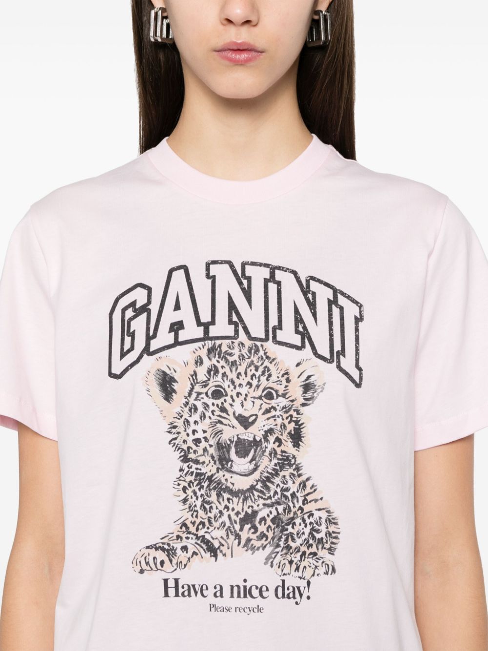 GANNI light pink Leopard T-shirt