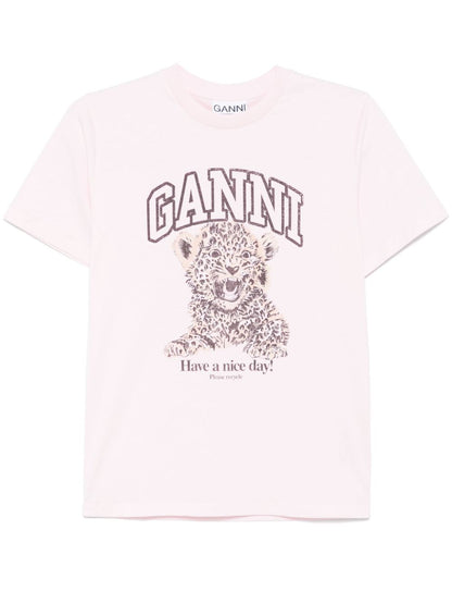 GANNI light pink Leopard T-shirt