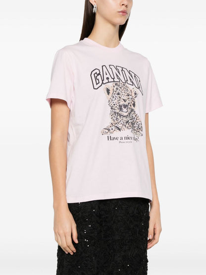 GANNI light pink Leopard T-shirt