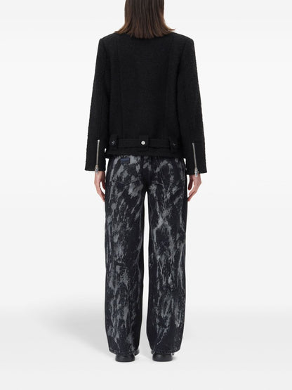 Ganni Textured Bouclé Wool-Blend Jacket Black
