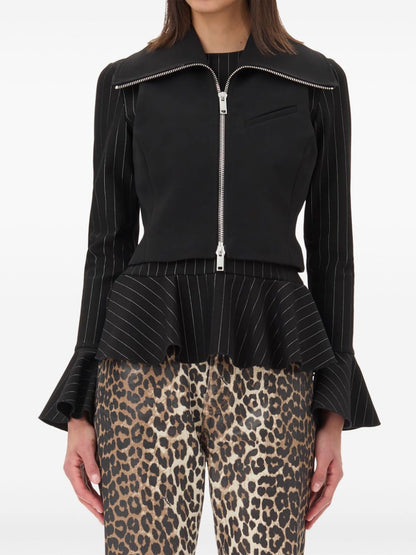 Ganni Sleeveless Crepe Zip Tank Top Black