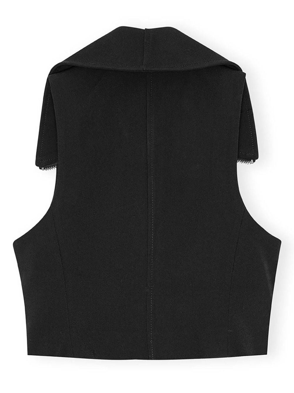 Ganni Sleeveless Crepe Zip Tank Top Black