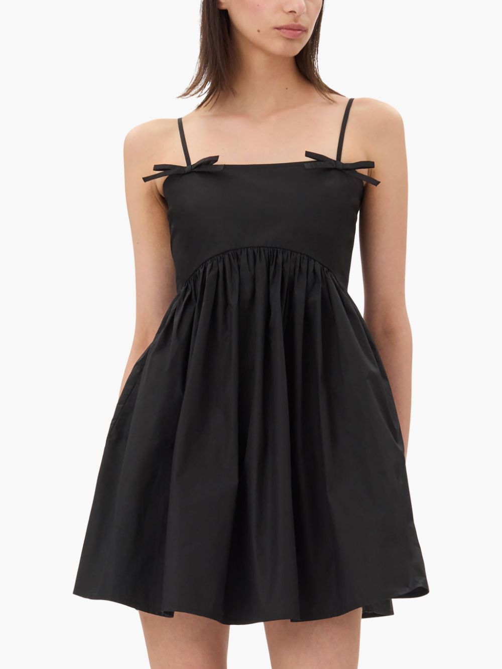 Ganni Poplin Mini Dress Black