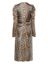 Ganni leopard-print Ruched Midi Dress Brown