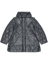 Ganni Shiny Quilted Midi Jacket With Hood Black