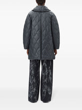 Ganni Shiny Quilted Midi Jacket With Hood Black