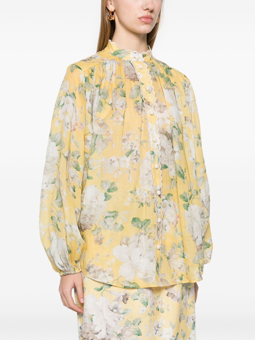 Zimmermann Acacia Floral Print Shirt Yellow