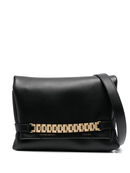 Victoria Beckham Mini Chain Pouch Leather Clutch Bag Black