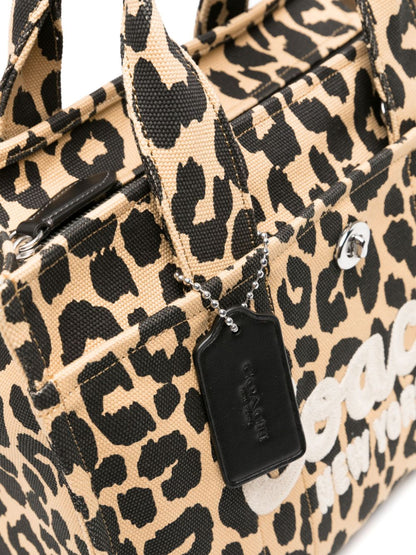 032C canvas leopard print handbag