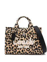 032C canvas leopard print handbag