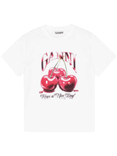 GANNI White Cherry Print T-shirts