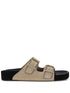 Isabel Marant Lennyo Suede Studded Buckle Sandals Beige