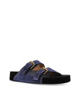 Isabel Marant Lennyo Suede Buckle-Strap Studded Sandals Blue