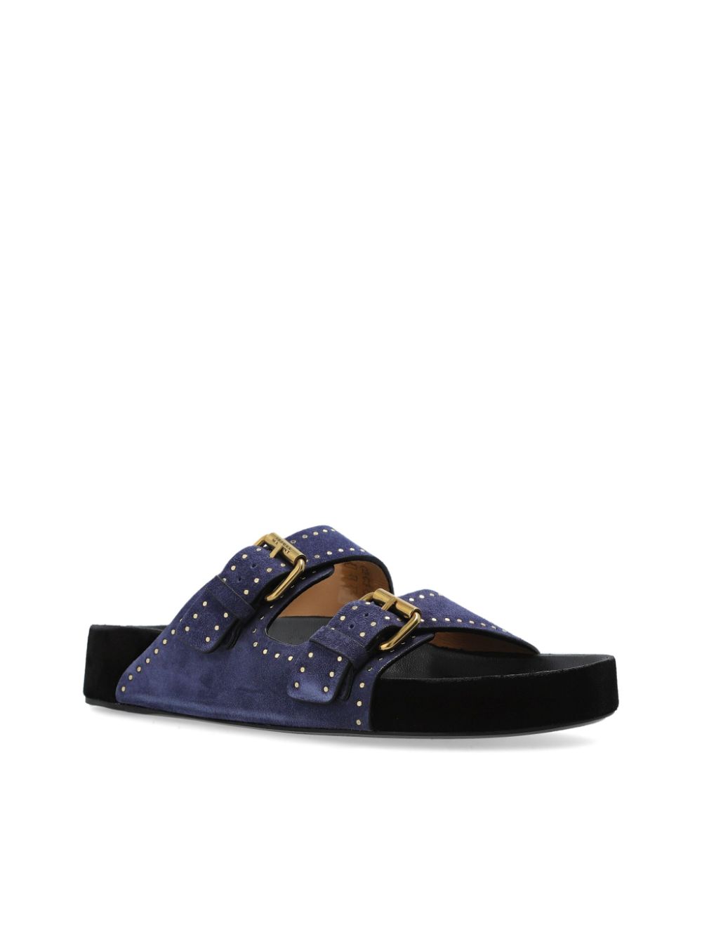 Isabel Marant Lennyo Suede Buckle-Strap Studded Sandals Blue