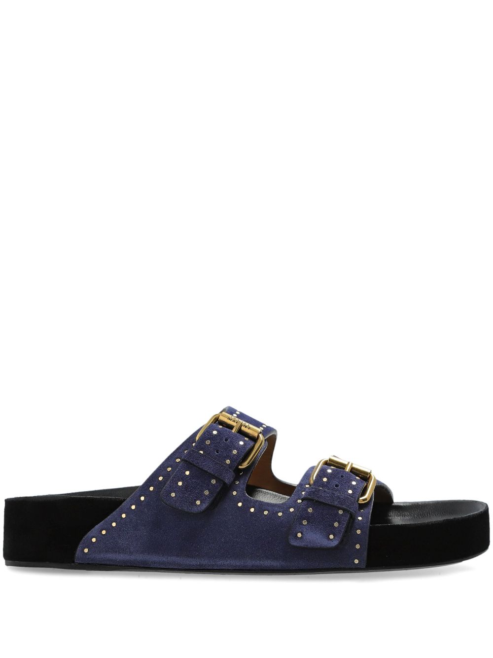 Isabel Marant Lennyo Suede Buckle-Strap Studded Sandals Blue