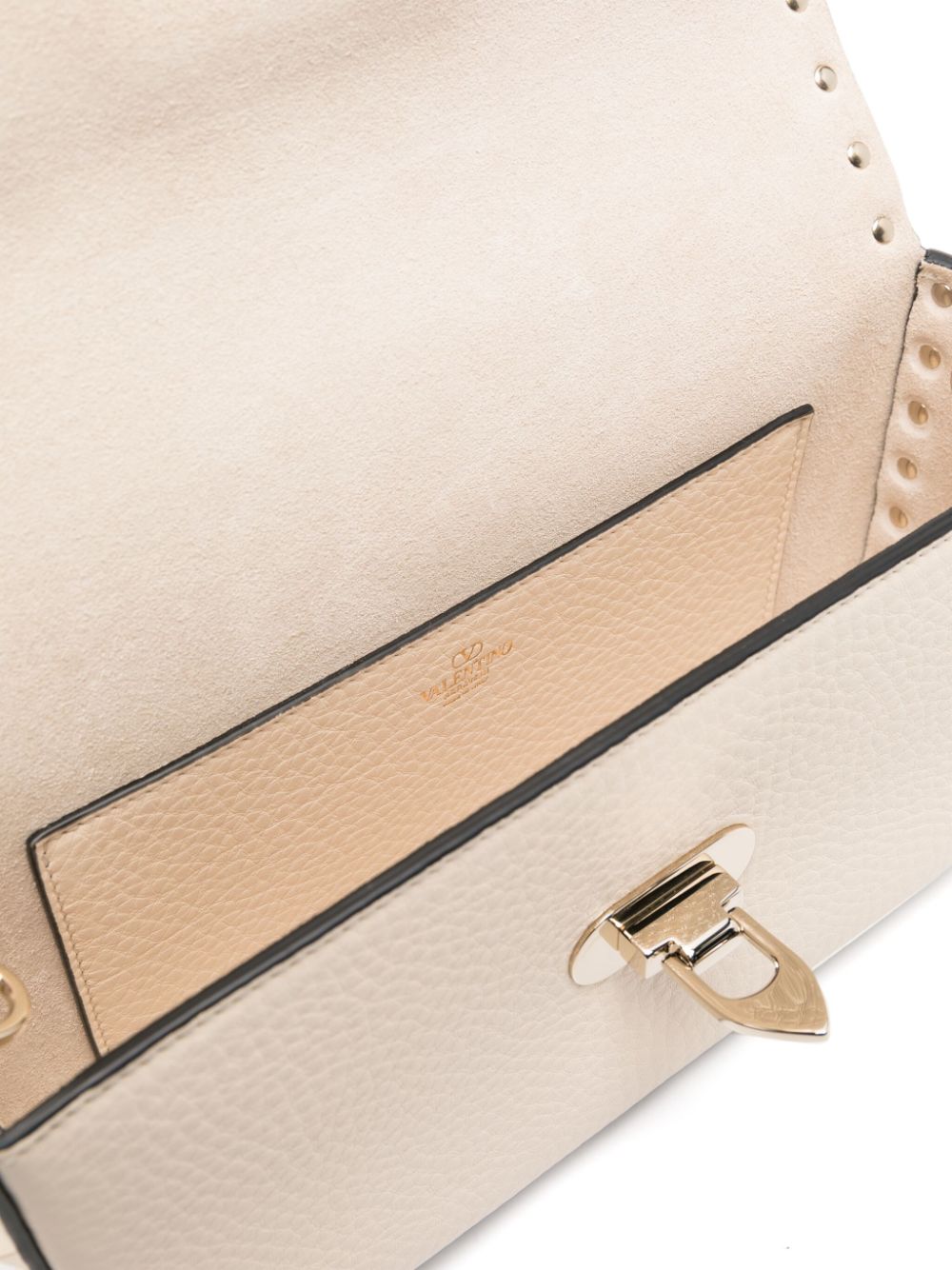 Valentino Garavani Rockstud Pebbled Calf Leather Crossbody Bag White