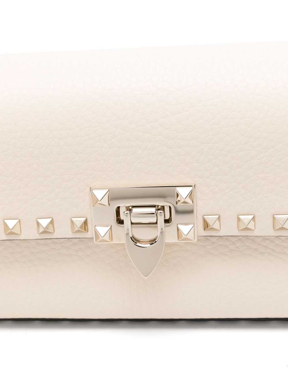 Valentino Garavani Rockstud Pebbled Calf Leather Crossbody Bag White